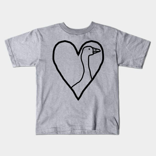 My Goose Valentine Heart Outline Kids T-Shirt by ellenhenryart